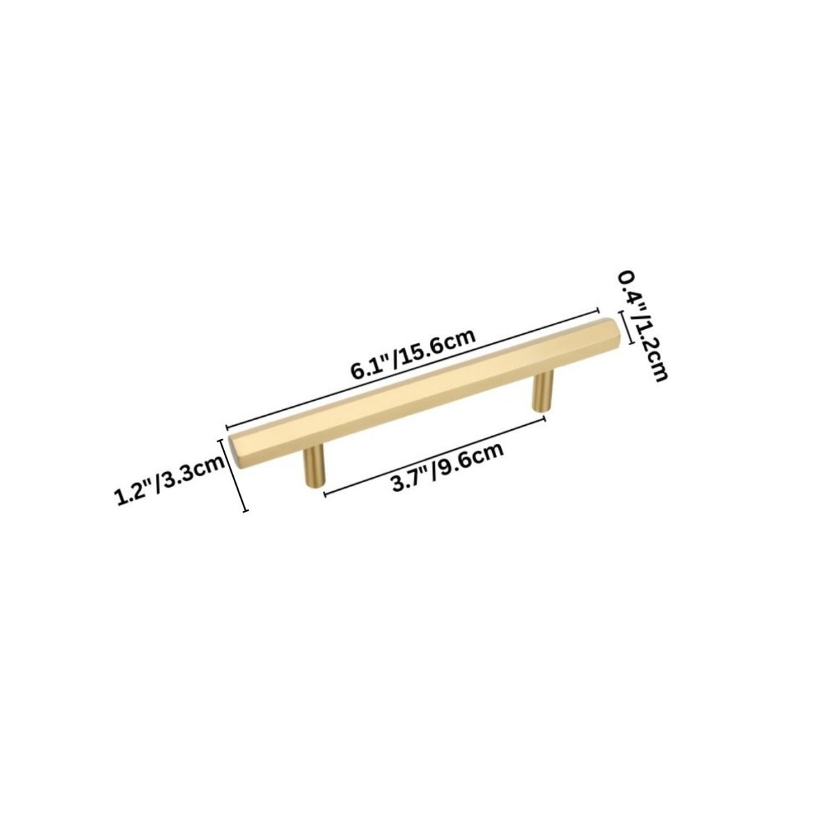 Brass Cabinet Knobs & Drawer Pulls, Minimalist Kitchen & Bathroom Hardware, Rectangular Bar Profile, Set of 2, 1.1-16.3in