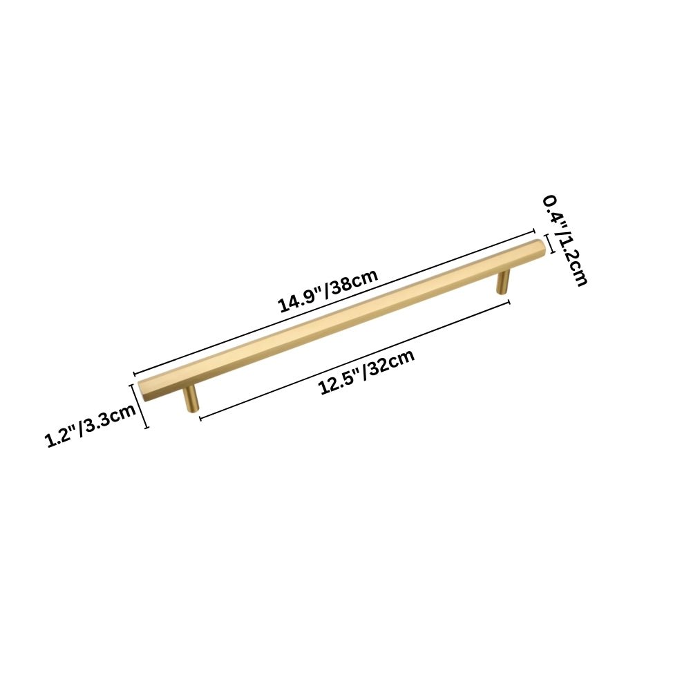 Brass Cabinet Knobs & Drawer Pulls, Minimalist Kitchen & Bathroom Hardware, Rectangular Bar Profile, Set of 2, 1.1-16.3in