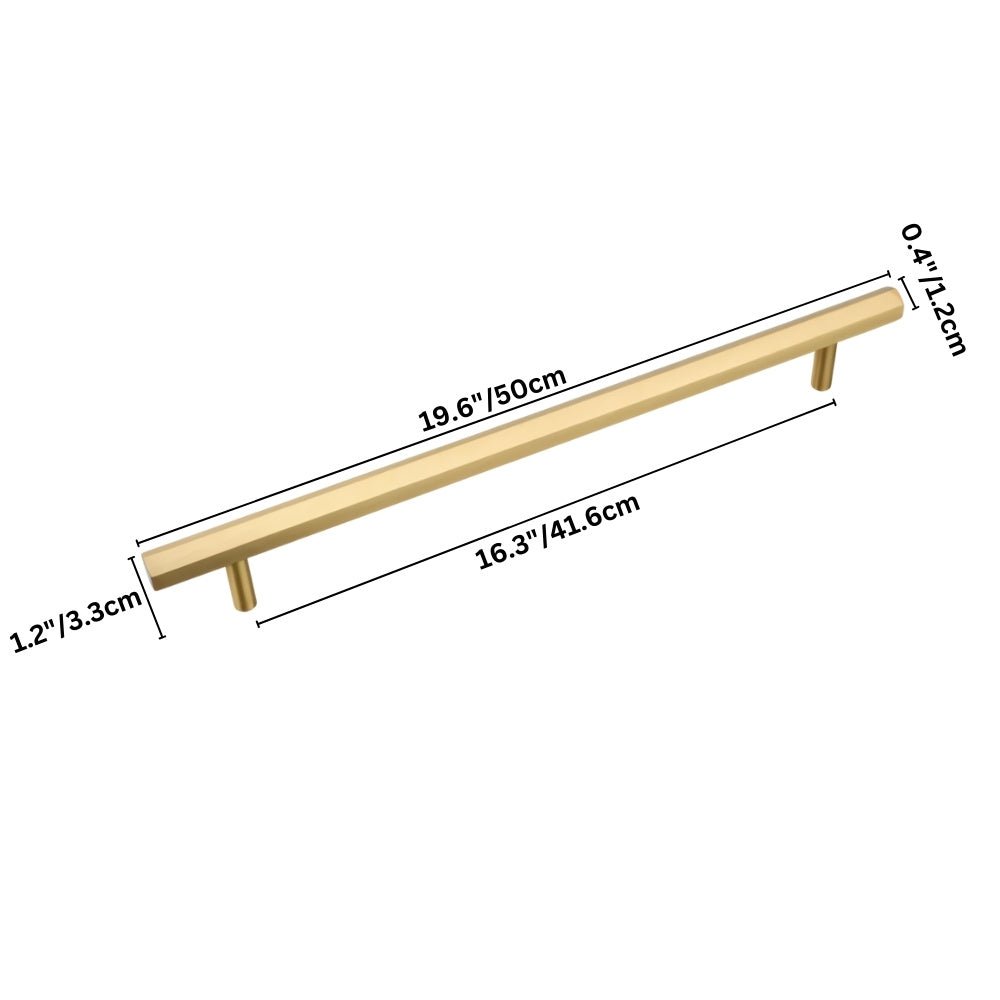 Brass Cabinet Knobs & Drawer Pulls, Minimalist Kitchen & Bathroom Hardware, Rectangular Bar Profile, Set of 2, 1.1-16.3in