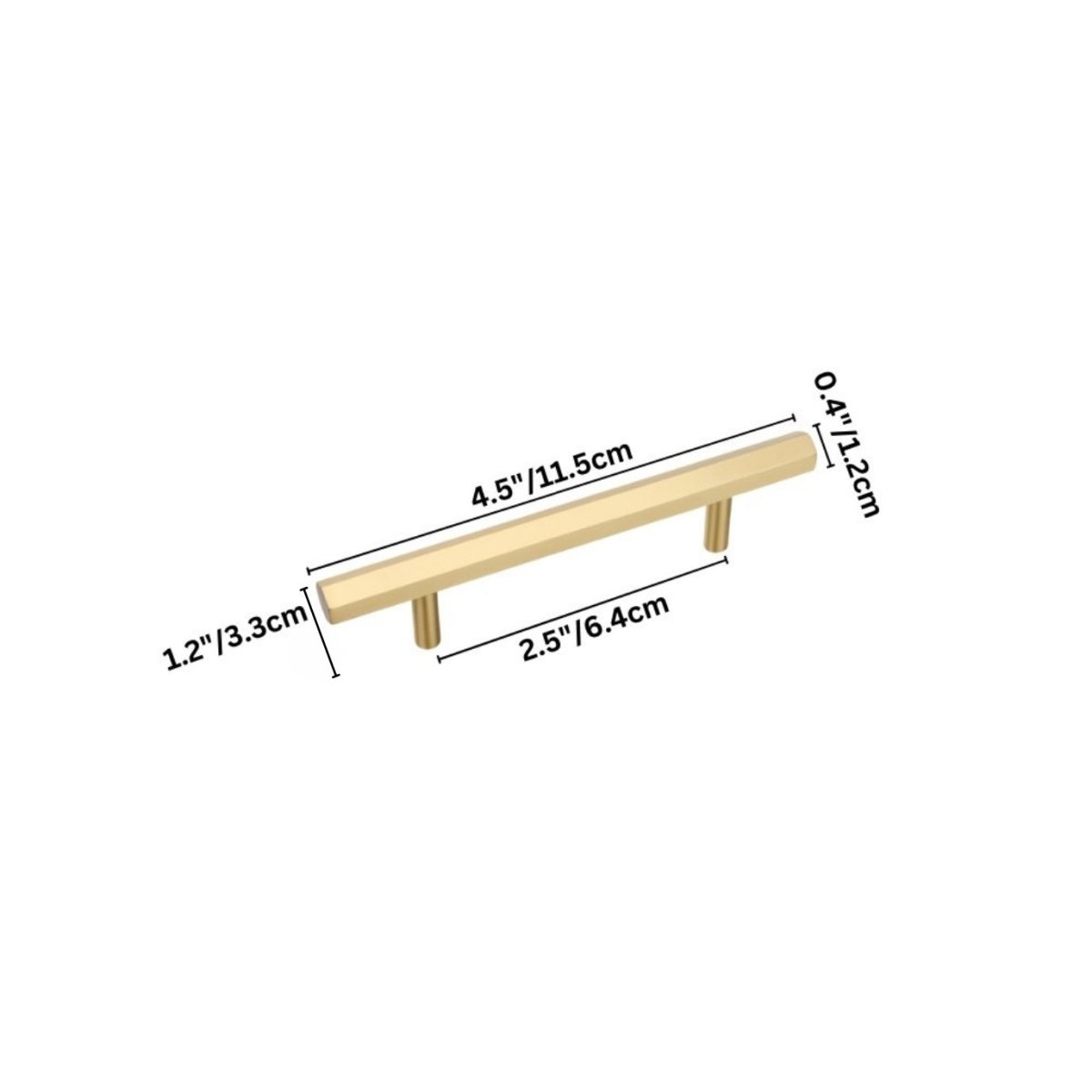 Brass Cabinet Knobs & Drawer Pulls, Minimalist Kitchen & Bathroom Hardware, Rectangular Bar Profile, Set of 2, 1.1-16.3in