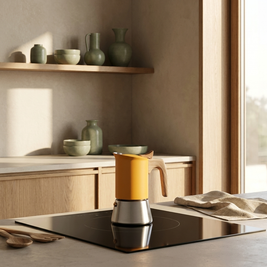 CORALIE stainless steel moka pot on an induction hob