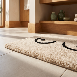 Fluffy minimal bath mat, close-up showing deep soft pile