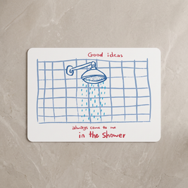 Graph grid quick dry shower mat, overhead on stone floor