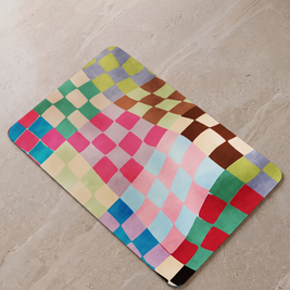 Diamond gradient mat Style 3, overhead on stone floor