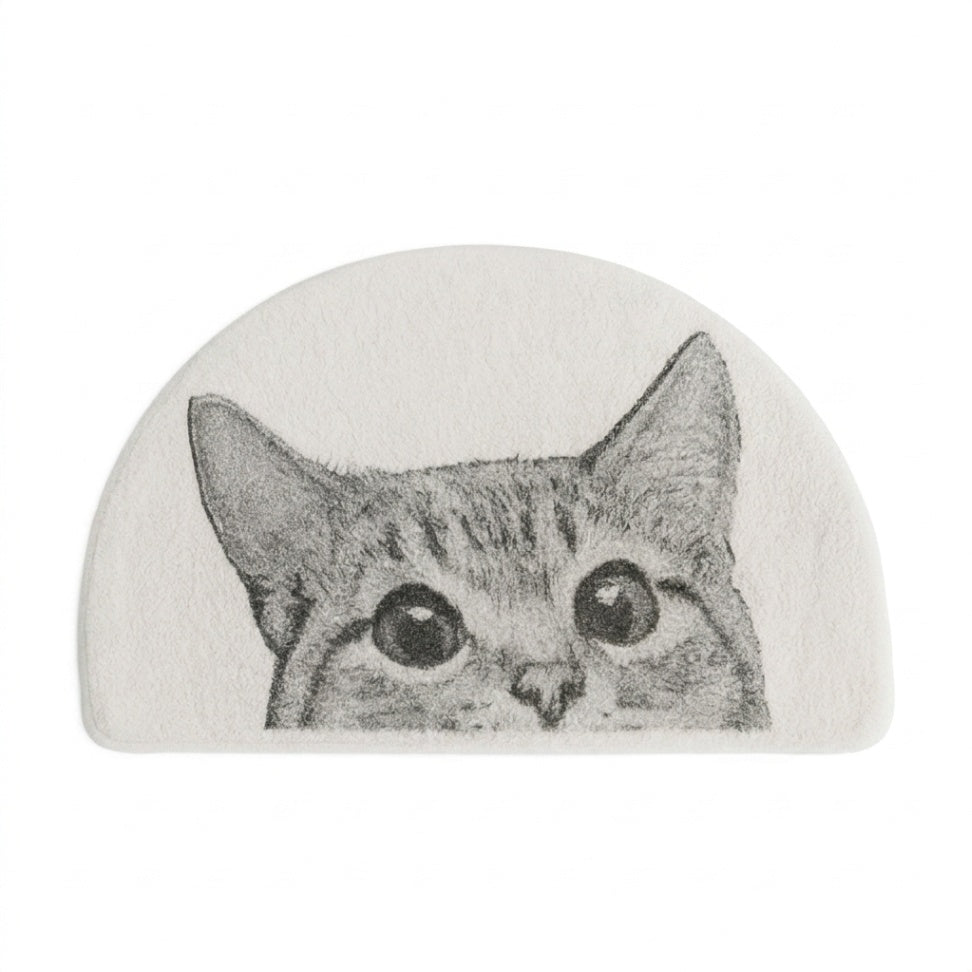 Cat Bath Mat with Peeping Kitty Design, Soft Absorbent Bathroom & Kitchen Mat, Machine Washable Non Slip, 3 Sizes