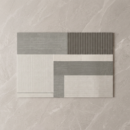 Modern Block Lines diatomite bath mat on stone floor, overhead