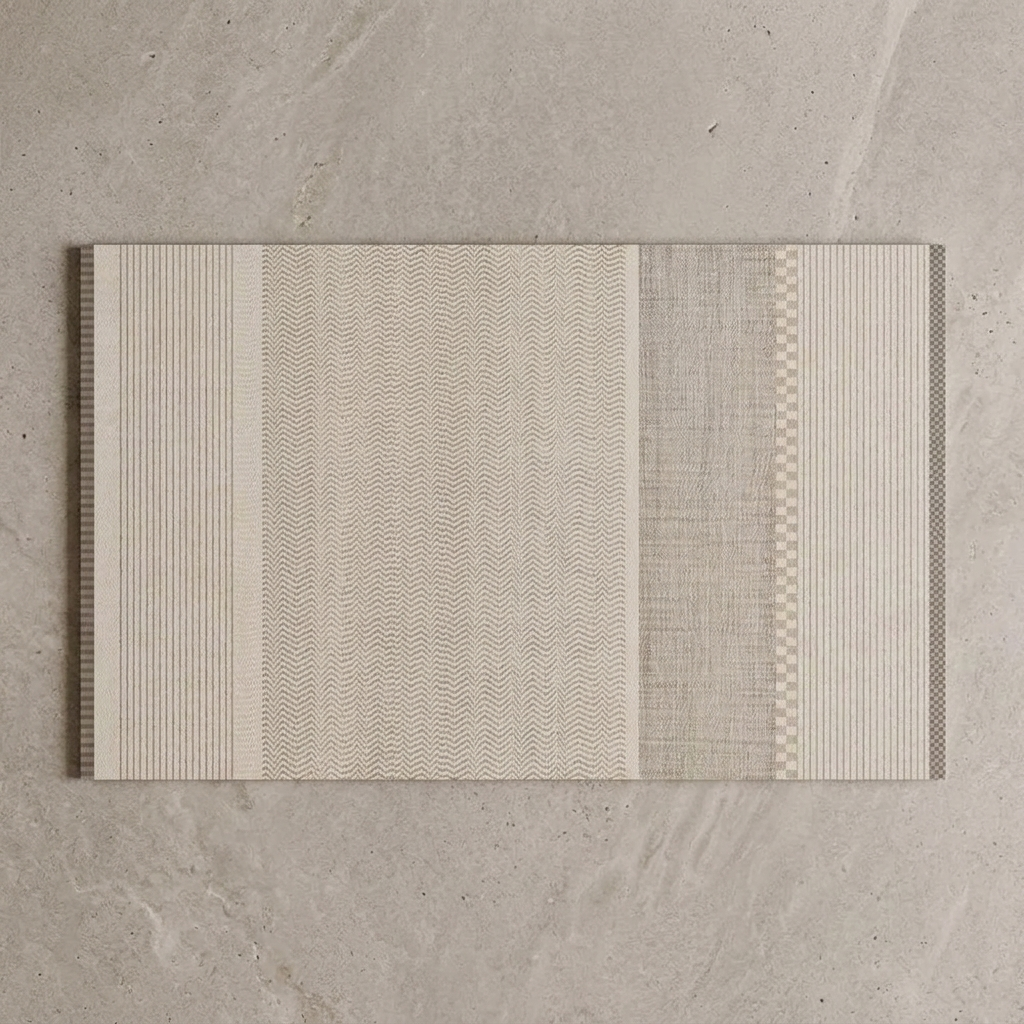 Textured Panel Mix diatomite bath mat on stone floor, overhead