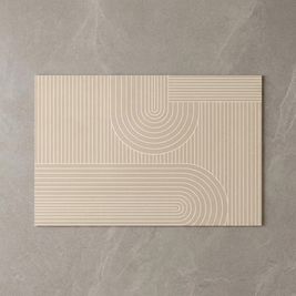 Line Pattern diatomite bath mat on stone floor, overhead