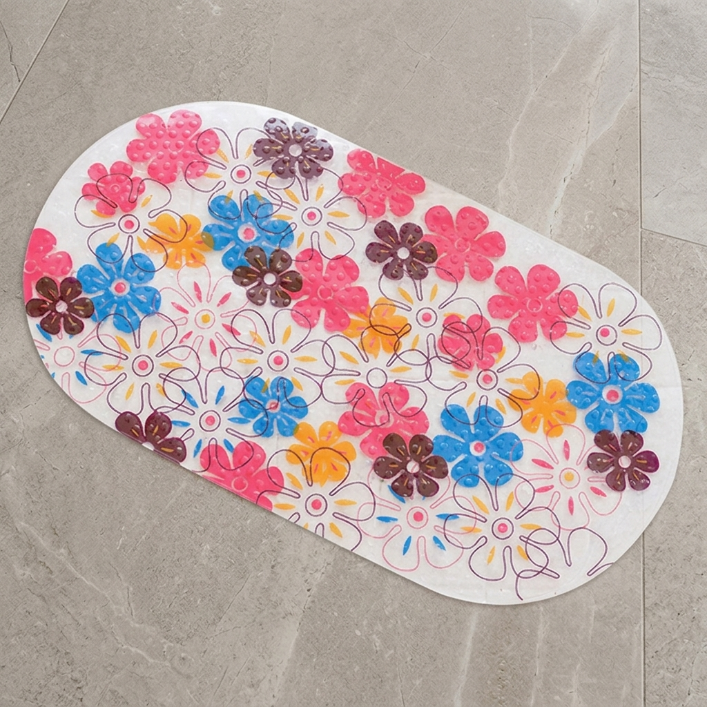 Style 3 Playwave Funduck bath mat on stone floor, overhead