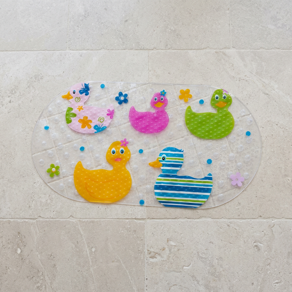 Style 4 Playwave Funduck bath mat on stone floor, overhead
