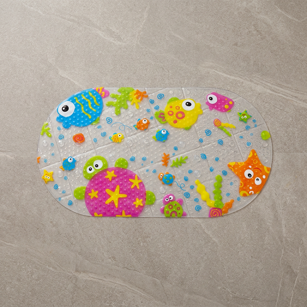 Style 6 Playwave Funduck bath mat on stone floor, overhead