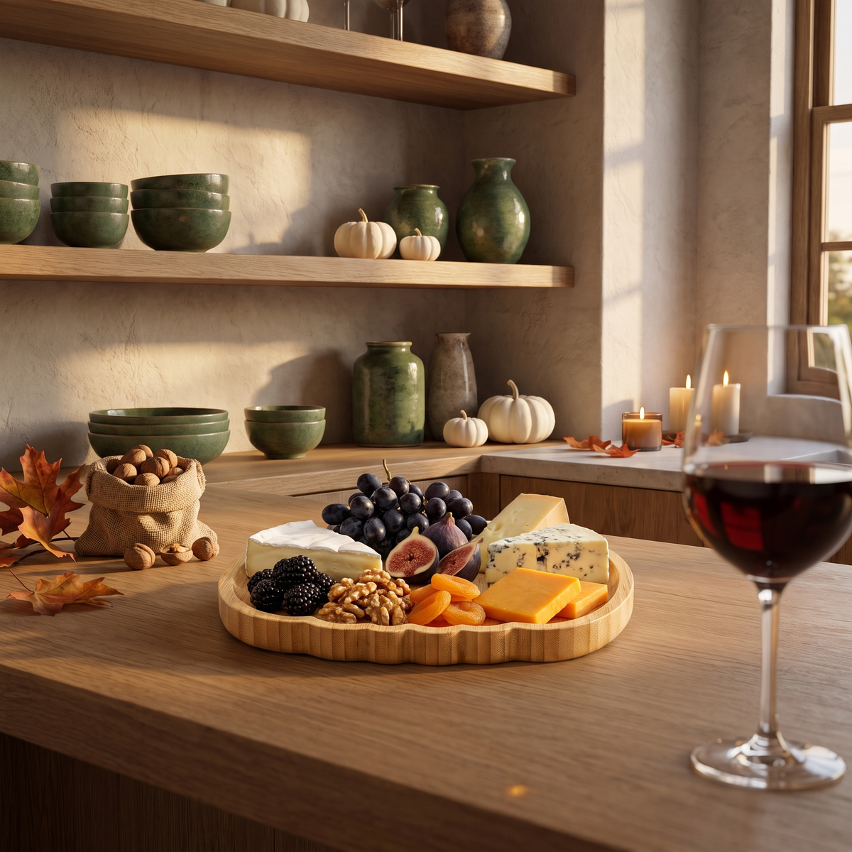 Halloween charcuterie board on a kitchen island