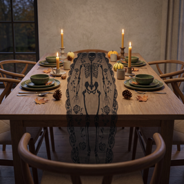 Skeleton lace runner on an autumn dinner table