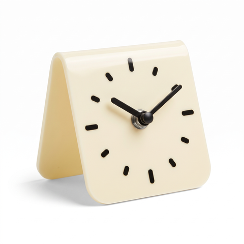 MAEVE arched acrylic desk clock in cream on a white background