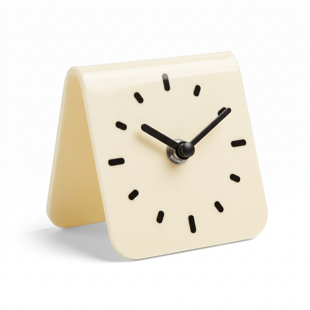 MAEVE arched acrylic desk clock in cream on a white background