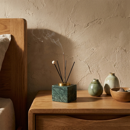 Marble Incense Holder with Gold Finish Accent styled in a Japandi interior