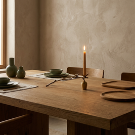Brass Taper Candle Holder with Ginkgo Leaf & Butterfly styled in a Japandi interior