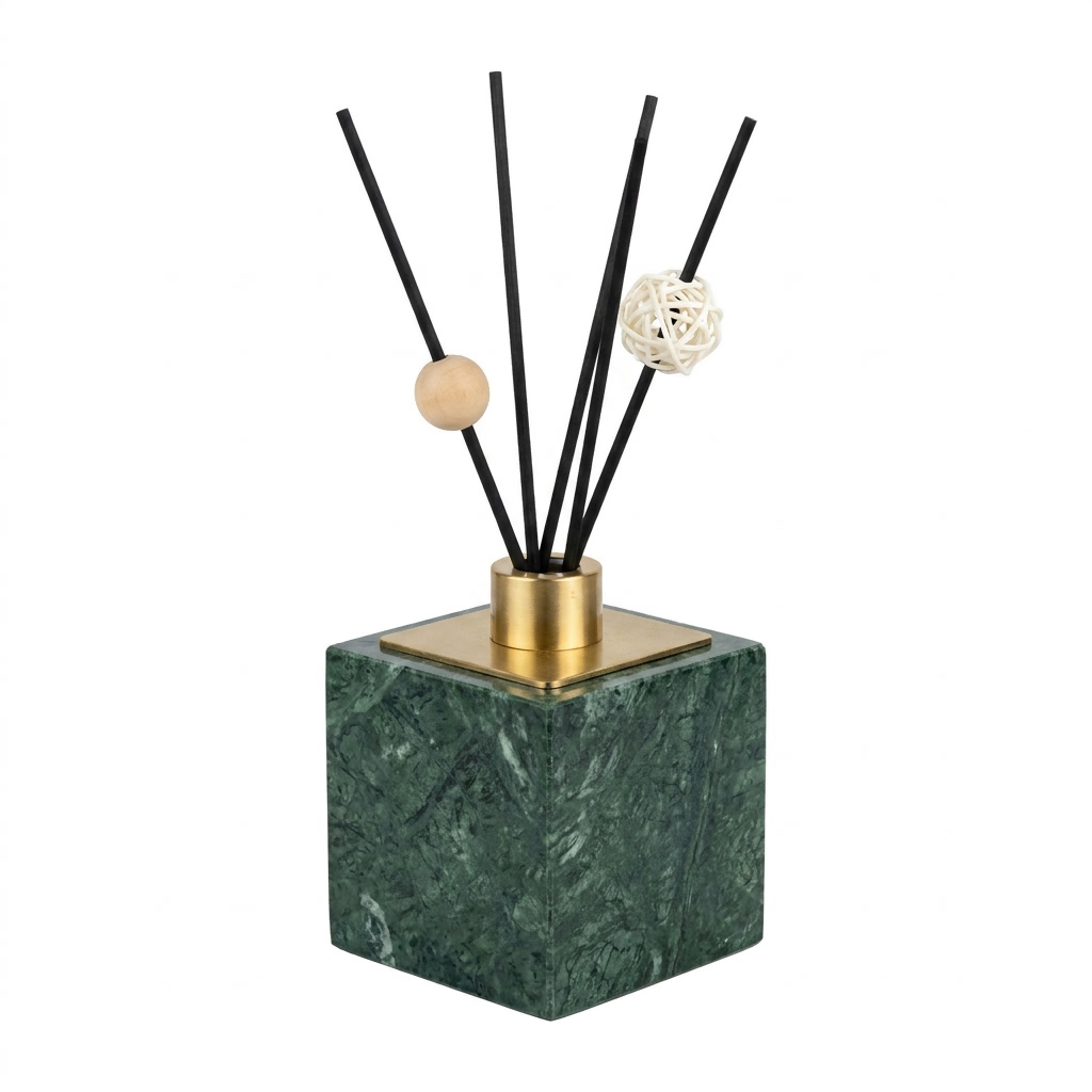 Marble Incense Holder with Gold Finish Accent on a white background
