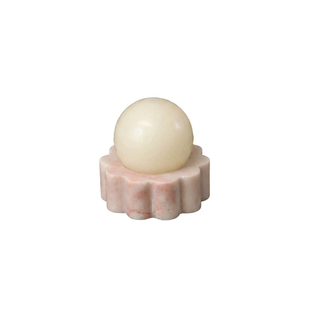 Pink Marble Flower Candle Holder on a white background