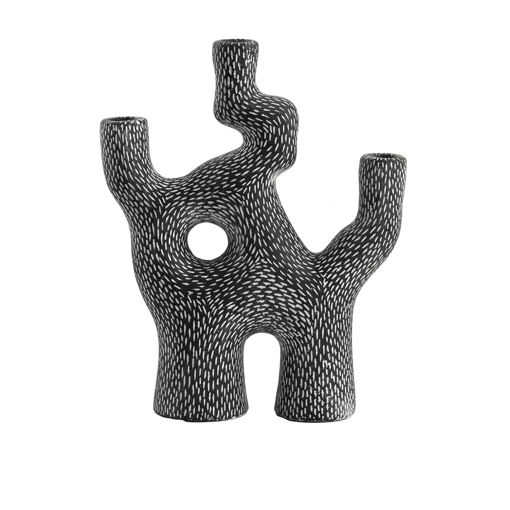 Cement Coral Candlestick Holder on a white background