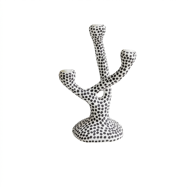 Ceramic Polka Dot Candle Holder on a white background