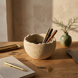 Stone Storage Box styled in a Japandi interior