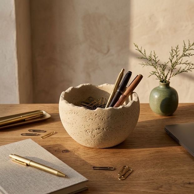 Stone Storage Box styled in a Japandi interior