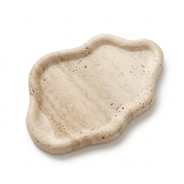 Travertine Cloud Jewelry Tray on a white background