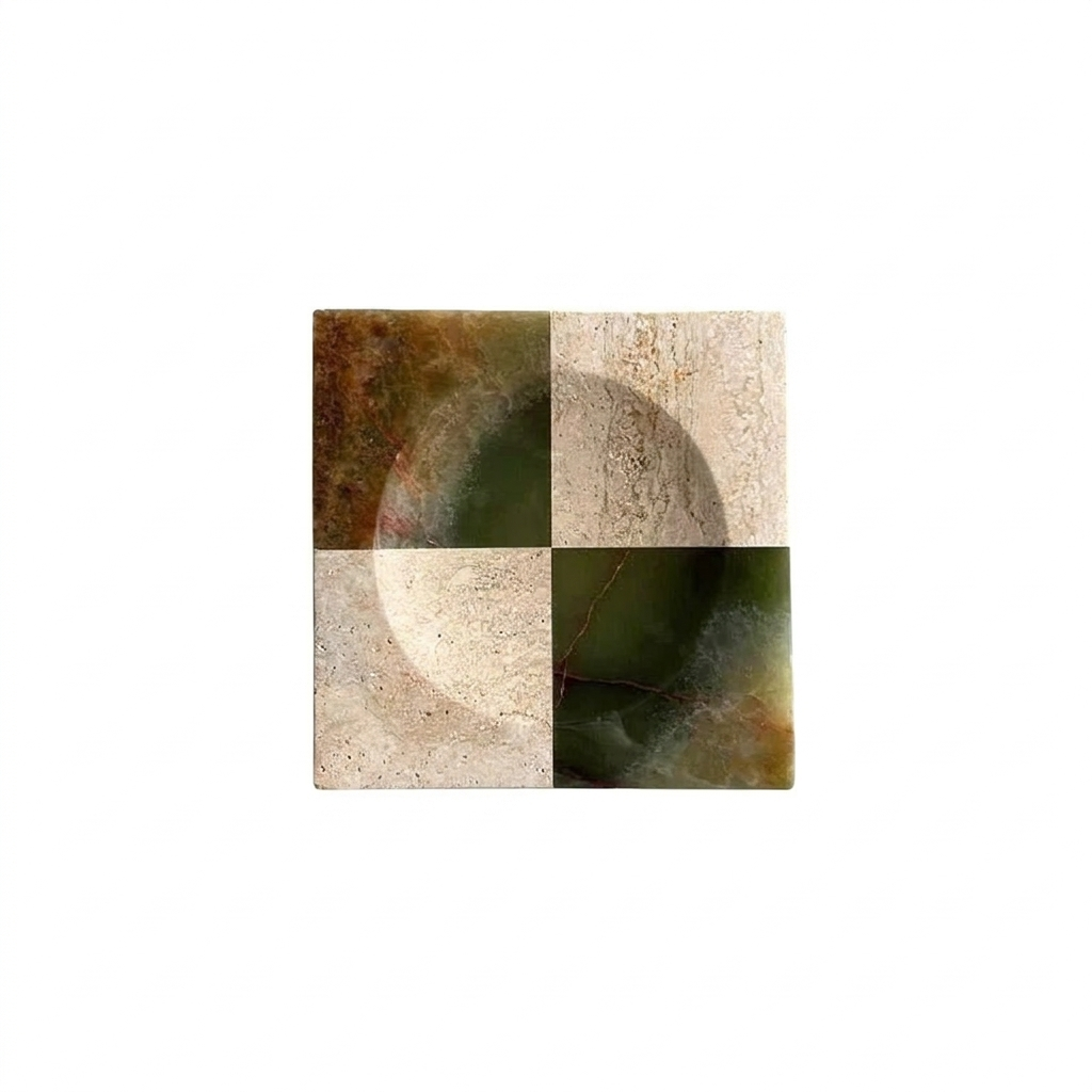 Checkered Marble Tray on a white background