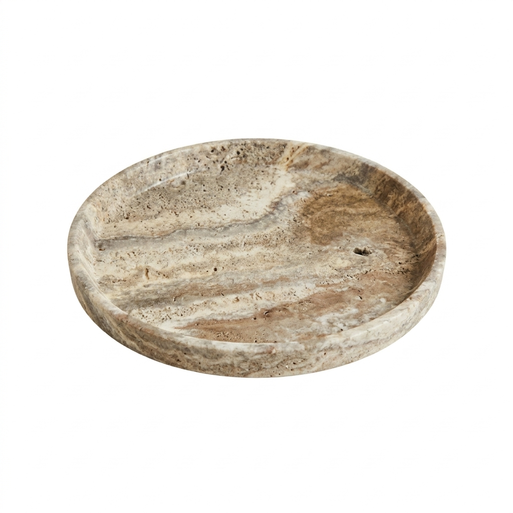 Travertine Round Tray on a white background