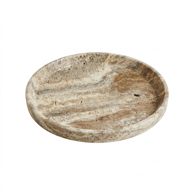 Travertine Round Tray on a white background