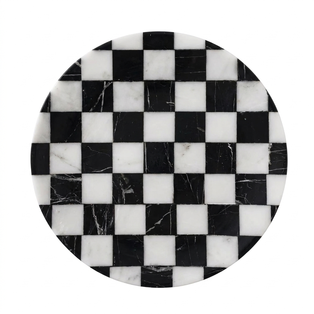 Checkered Stone Tray on a white background