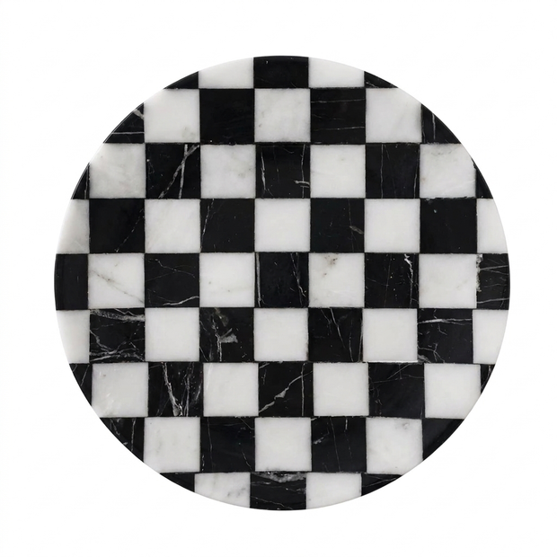 Checkered Stone Tray on a white background