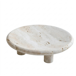 Travertine Footed Tray on a white background