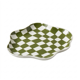 Checkered Ceramic Tray on a white background