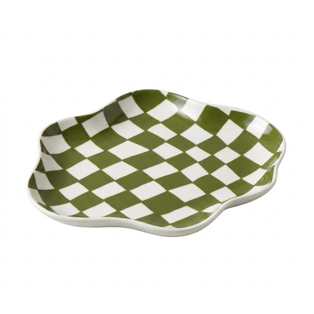 Checkered Ceramic Tray on a white background