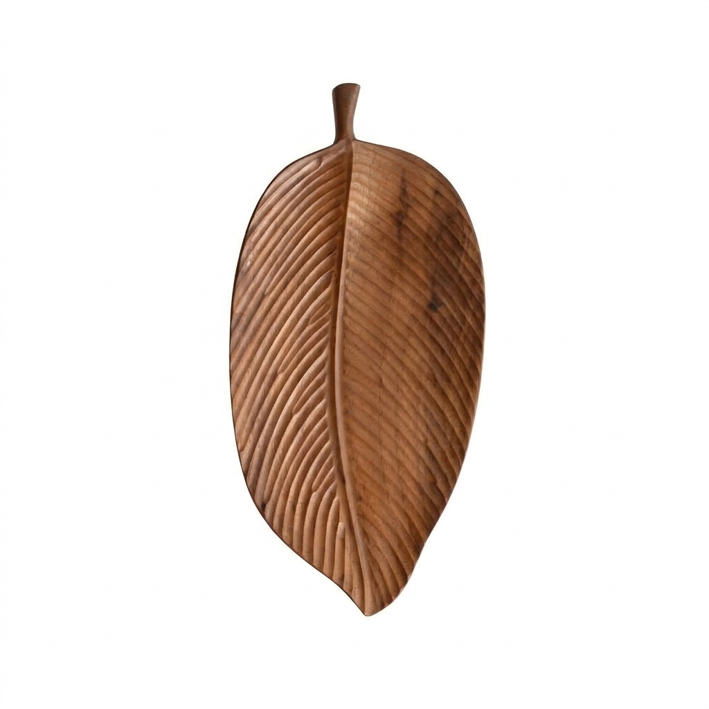 Walnut Leaf Serving Tray on a white background