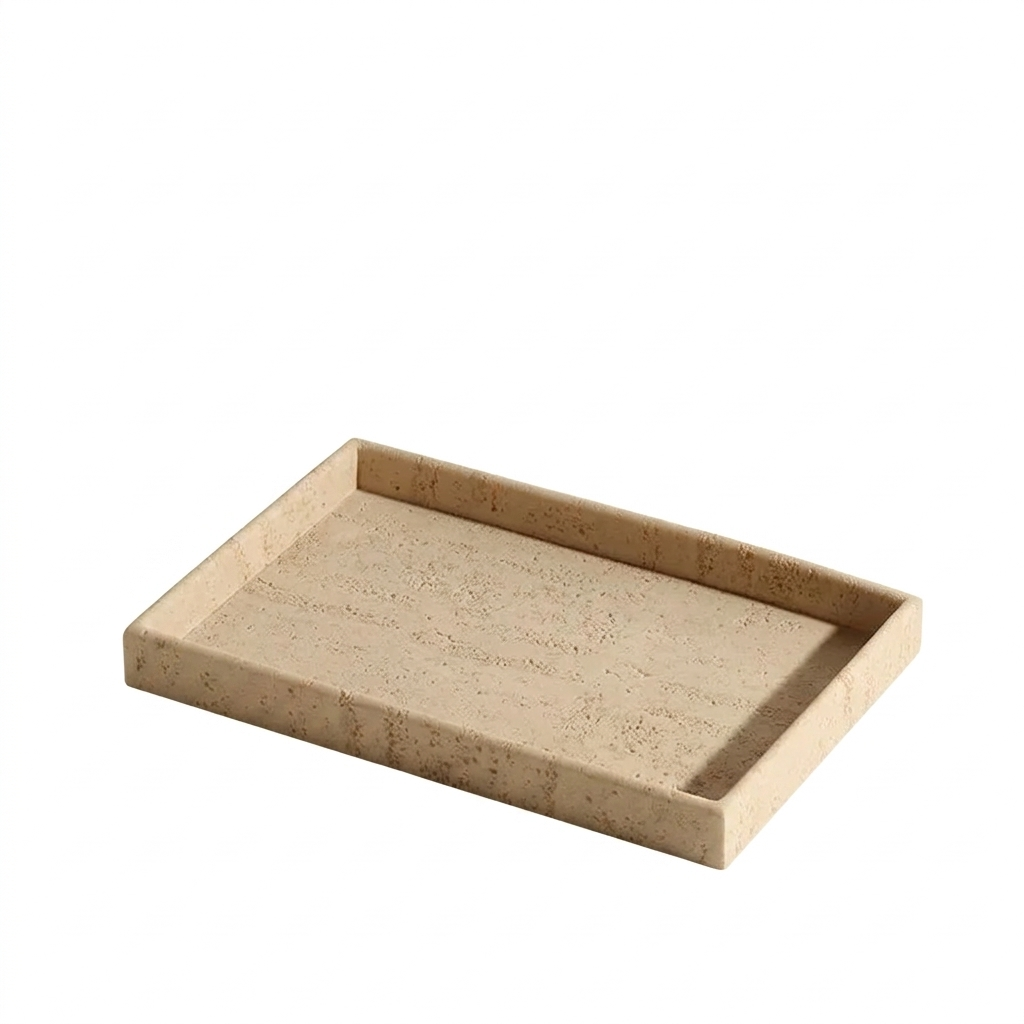 Sandstone Bathroom Vanity Tray on a white background