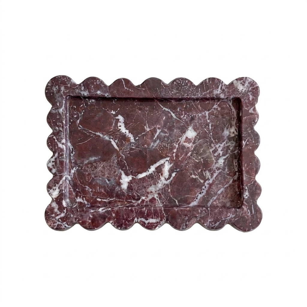 Scalloped Ceramic Vanity Tray on a white background