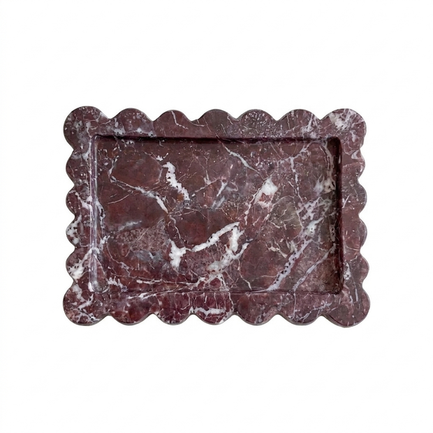 Scalloped Ceramic Vanity Tray on a white background