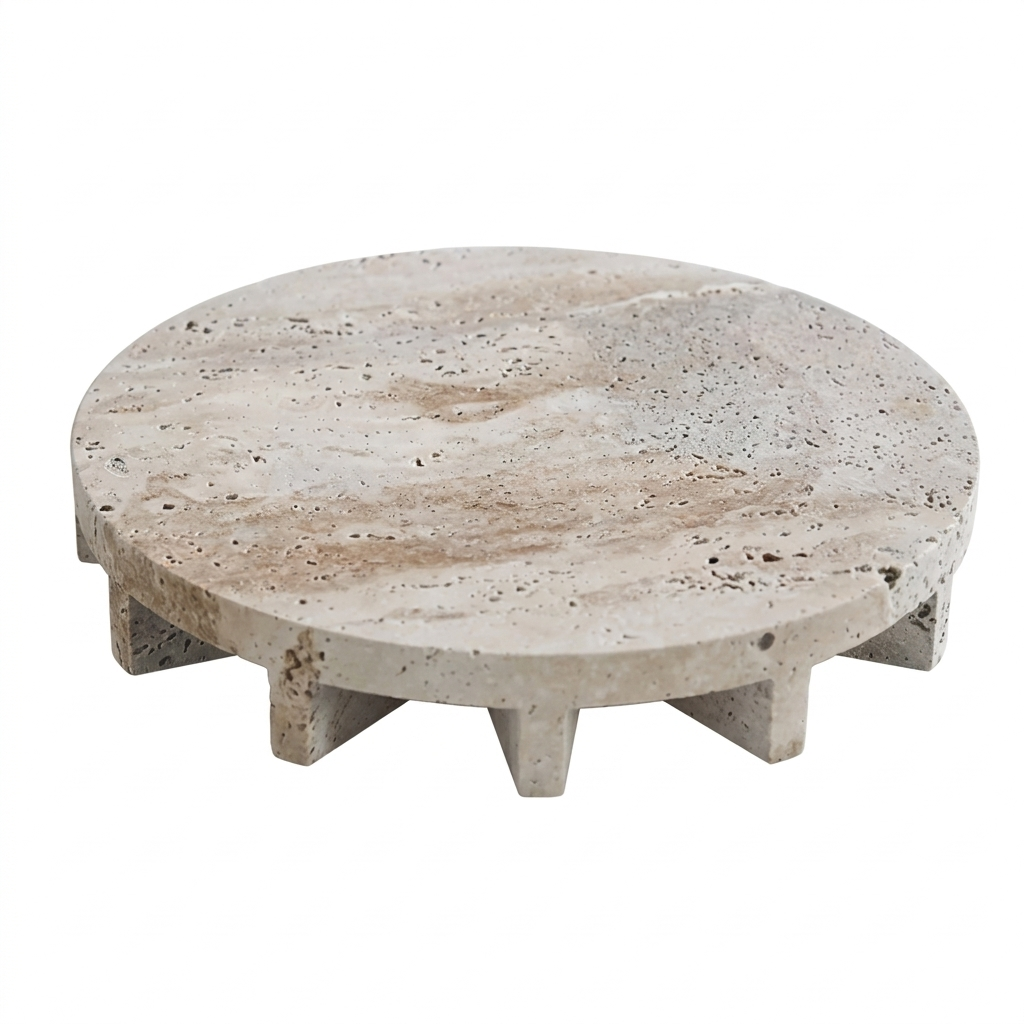 Travertine Footed Tray on a white background