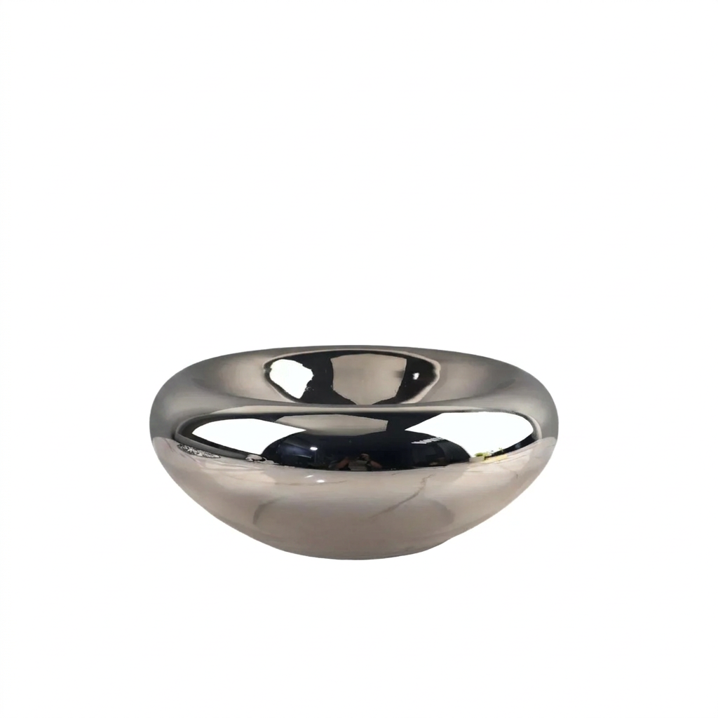 Silver Glass Fruit Bowl on a white background