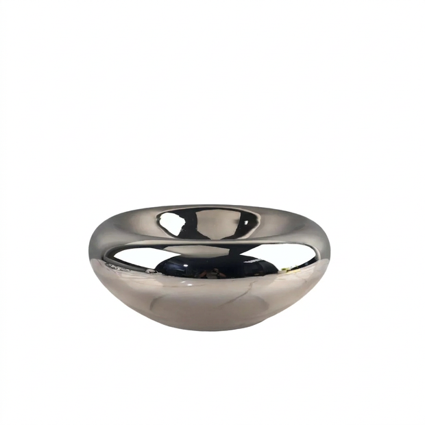Silver Glass Fruit Bowl on a white background
