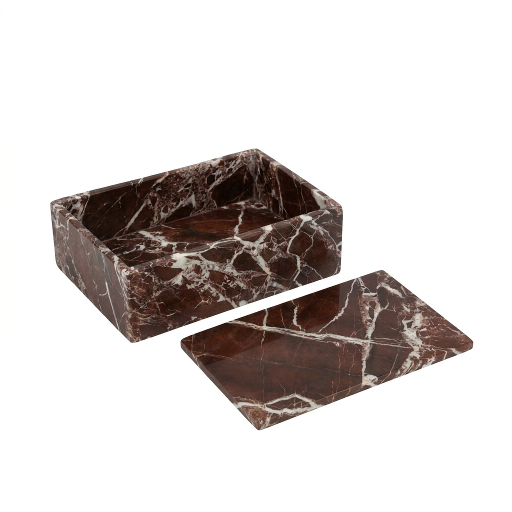 Marble Look Cotton Swab Holder on a white background