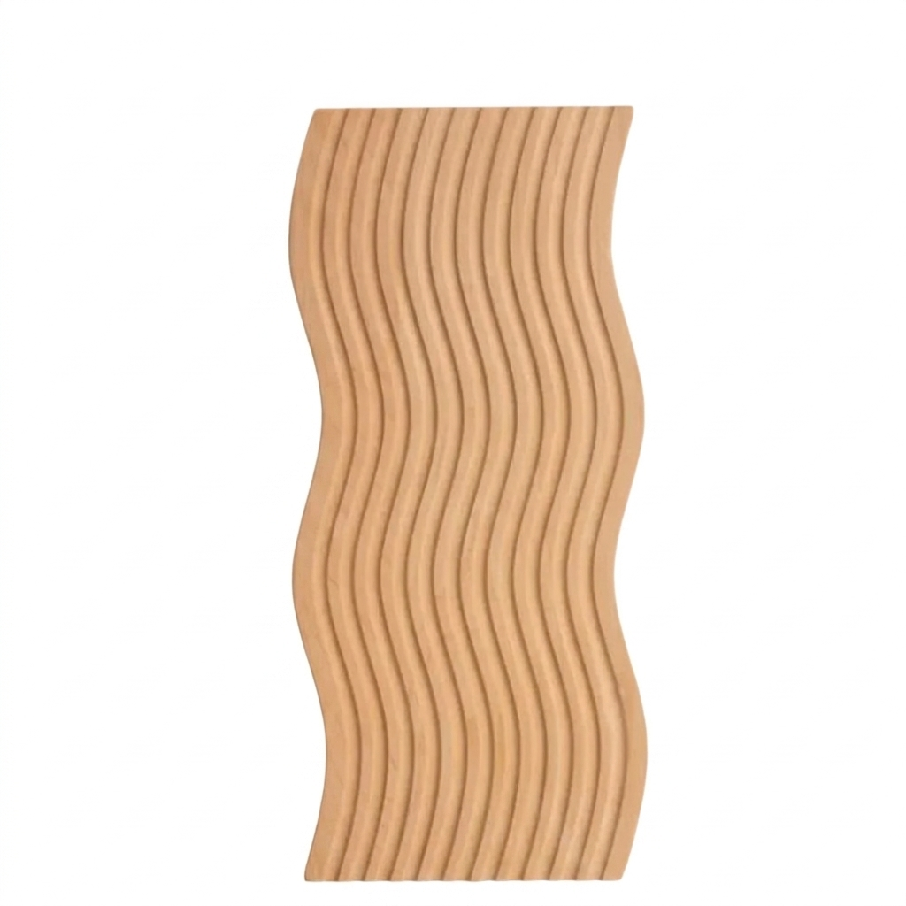 Rippled Wood Serving Tray on a white background