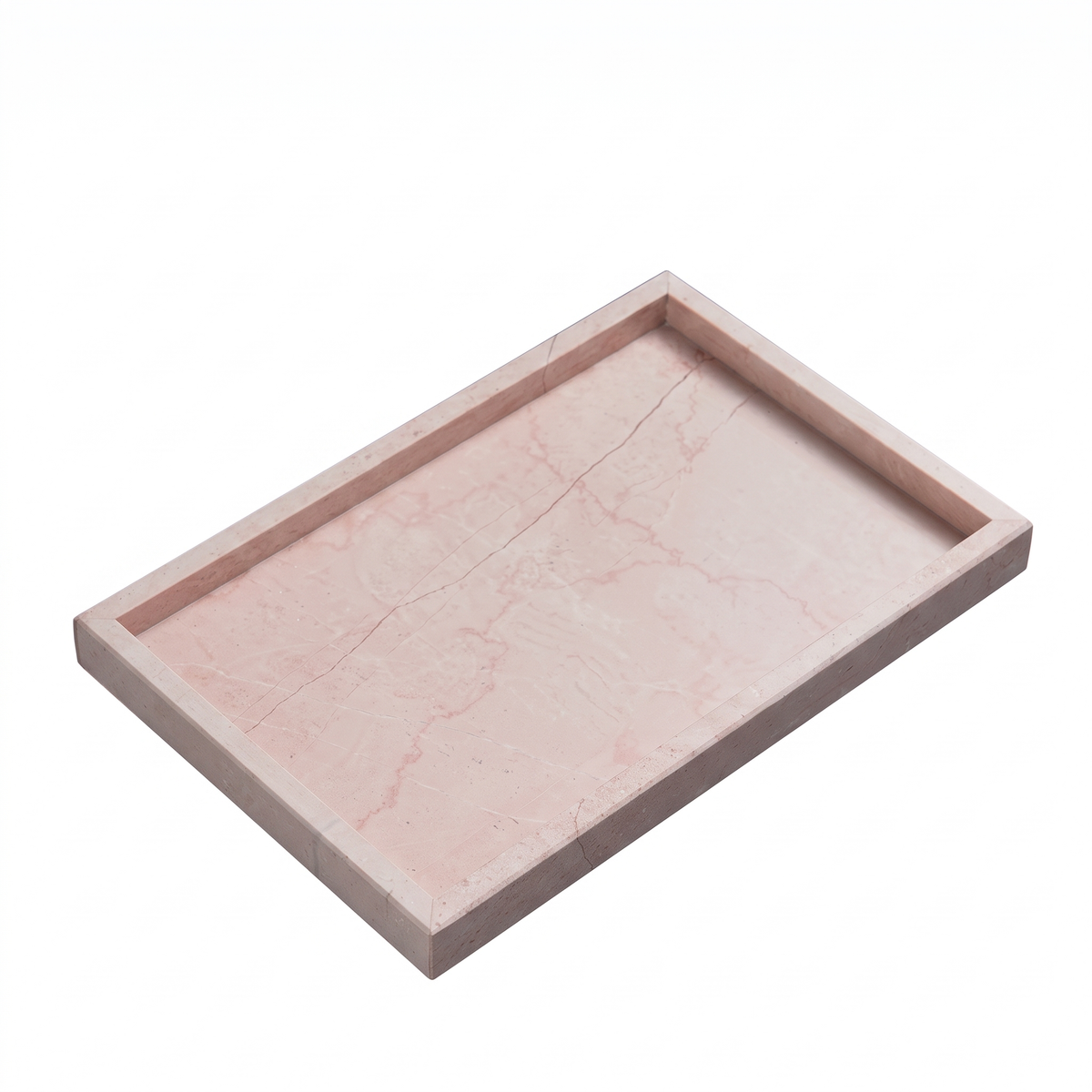 Blush marble rectangle tray on white background