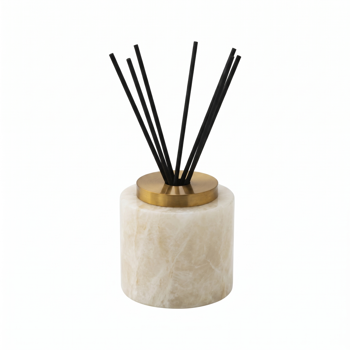 Round natural marble incense holder on white background