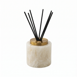 Round natural marble incense holder on white background