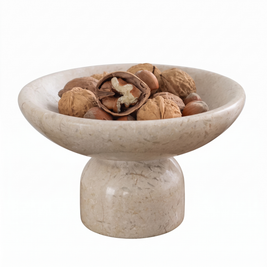 Marble wide pedestal bowl on white background