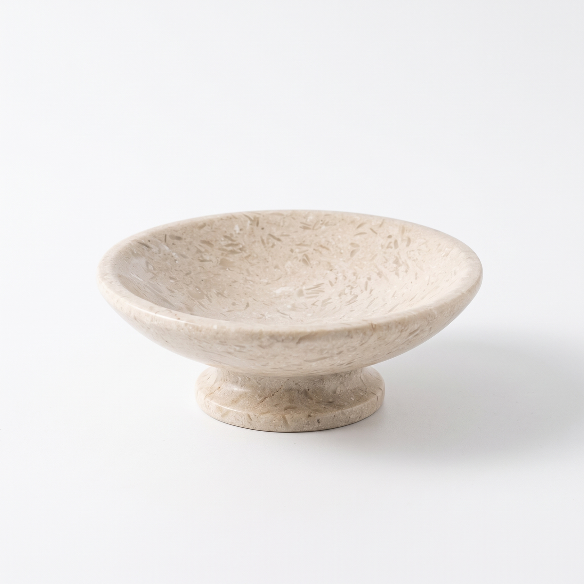 Marble shallow pedestal dish on white background